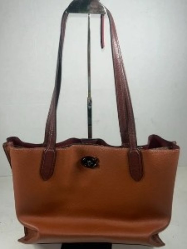Coach Willow Tote In Colorblock Polished Pebble Leather